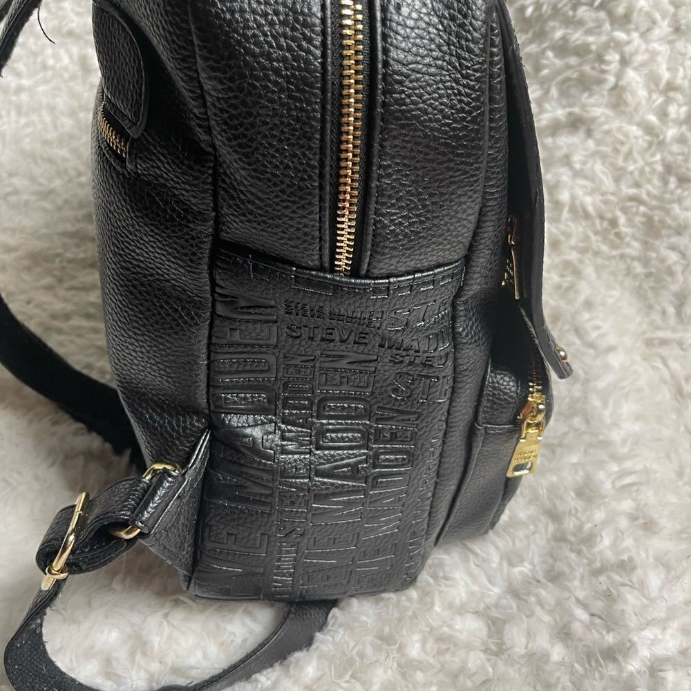 Steve Madden Black synthetic embossed small backpack gold tone hardwares. - Picture 10 of 16